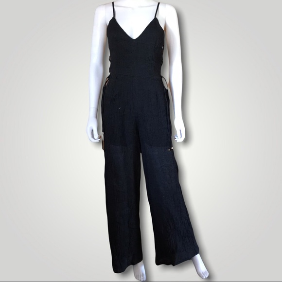 Line & Dot Black Jumpsuit - Picture 4 of 9